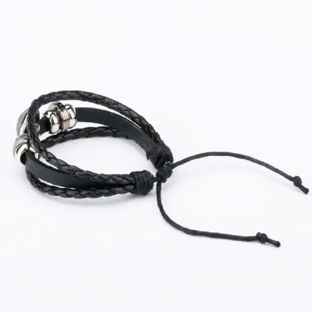 Harry Potter Black Braided Leather Bracelet, Hogwarts Bracelet